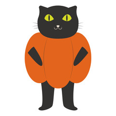 Halloween Cat Cartoon Character. Isolated on White Background.