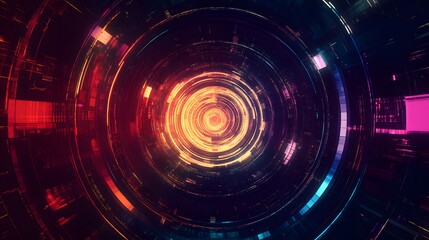 Obraz premium Dynamic and Colorful Circular Graphic Wallpaper with Bright Center and Radiating Lines for Abstract Designs