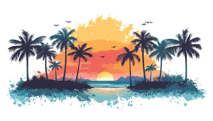 Obraz premium tropical beach vector illustration