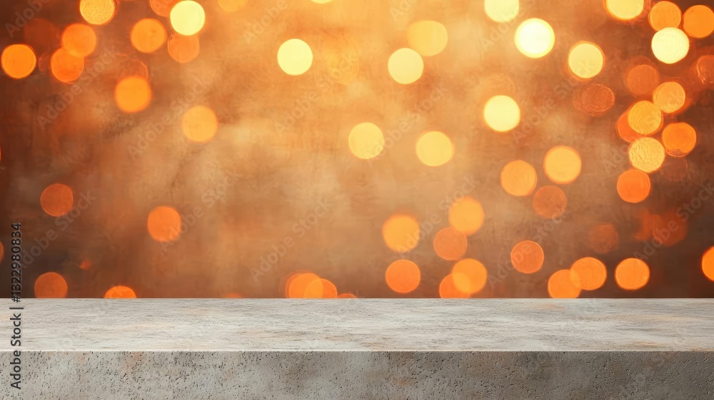 Poster minimalist graphic design abstract background idea. vibrant orange bokeh background with concrete su
