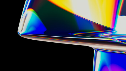 Iridescent abstract design with crystal-like curves and vibrant colors