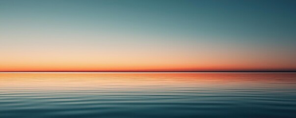 Minimalist graphic design abstract background idea. A serene sunset over calm waters, reflecting vibrant hues of orange and blue.