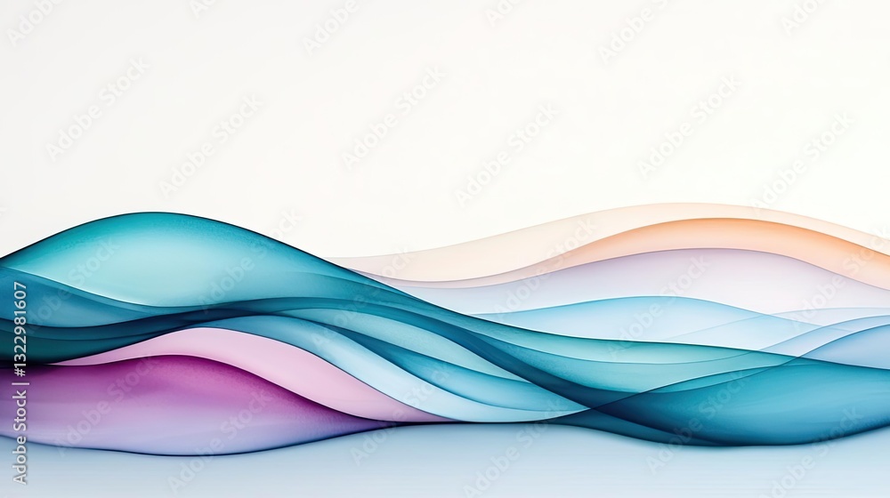 Poster digital watercolor painting abstract background concept. abstract waves in vibrant colors create a s
