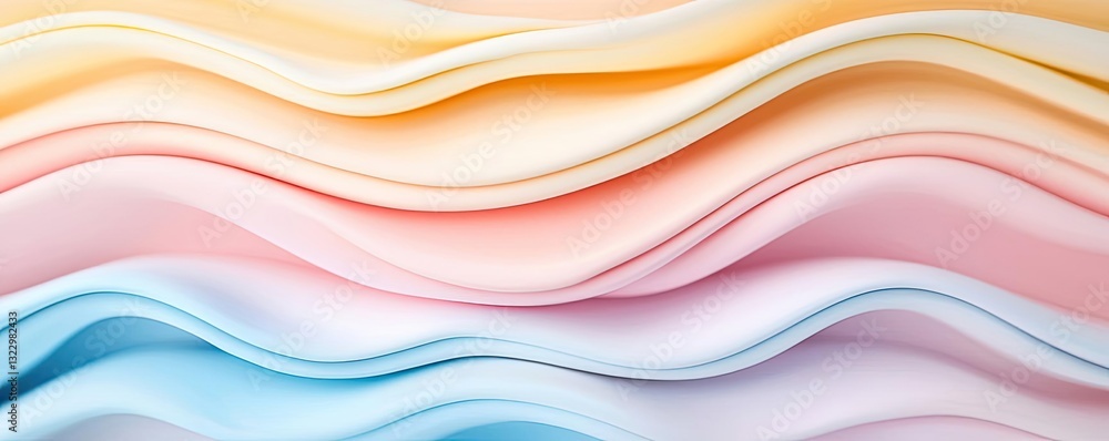 Poster minimalist graphic design abstract background idea. colorful waves of paper create a soothing and mo