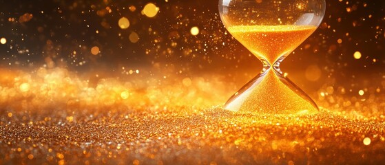 Inspirational time management strategies glowing hourglass in a focused digital workspace