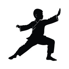 the boy is kung fu silhouette