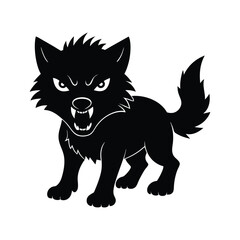 angry baby wolf silhouette art