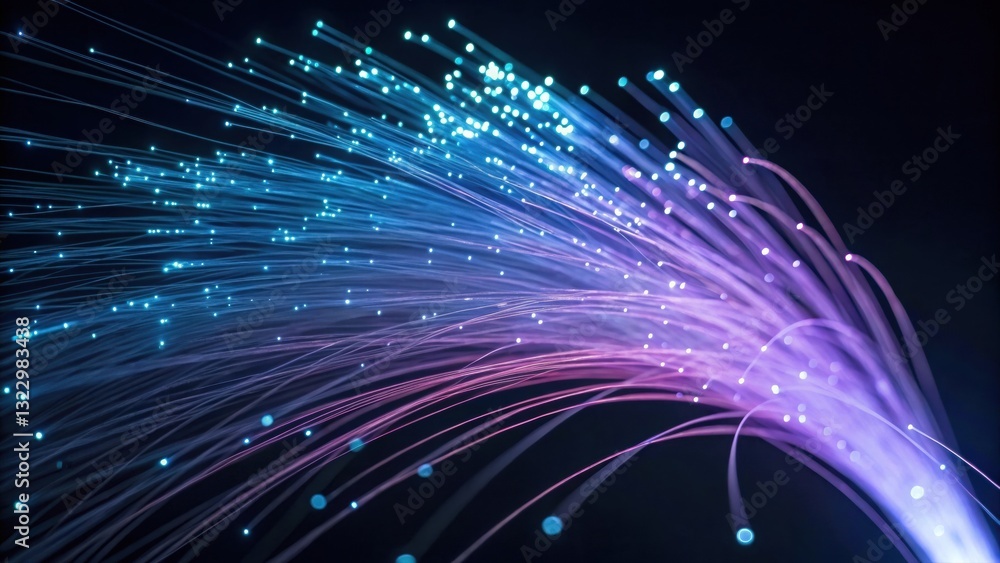Poster luminous fiber optic flow creating an abstract display of beautifully intertwined light patterns