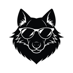 wolf head wearing sunglasses silhouette art