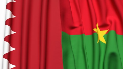 Flags of BAHRAIN and BURKINA-FASSO with realistic cloth texture