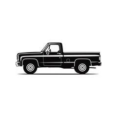 american truck black and white illustration