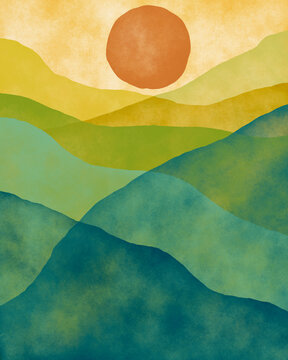 Abstract Mountain Landscape Illustration