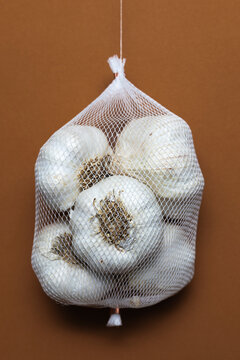 Garlic Bulbs in a Net Bag