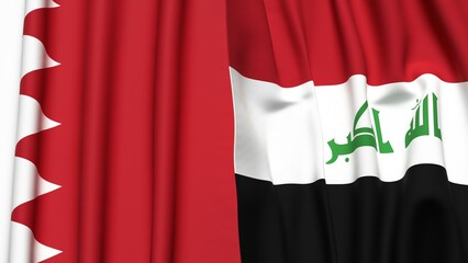Flags of BAHRAIN and IRAQ with realistic cloth texture