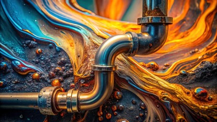 Creative Abstract Art Featuring Colorful Pipes and Fluid Dynamics