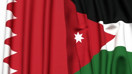 Flags of BAHRAIN and JORDAN with realistic cloth texture