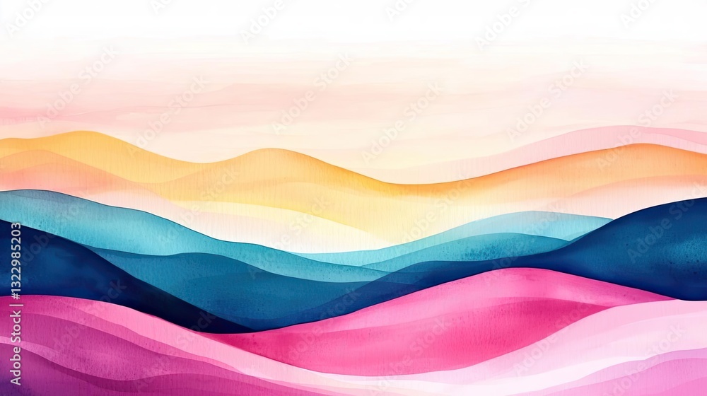 Aufkleber digital watercolor painting abstract background concept. colorful abstract waves create a soothing a