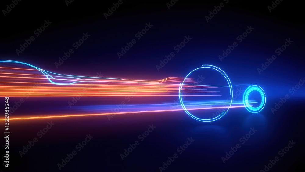 Poster dynamic image of a car with light trails illustrating high-speed data transfer and connectivity