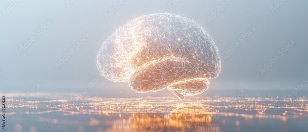 Poster innovative brain data visualization digital realm 3d graphic futuristic environment conceptual viewp