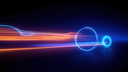 Dynamic image of a car with light trails illustrating high-speed data transfer and connectivity