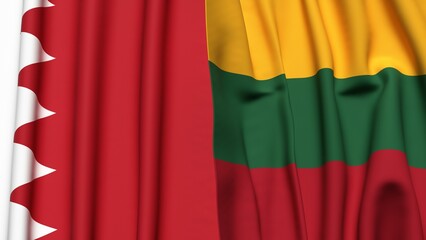 Fototapeta premium Flags of BAHRAIN and LITHUANIA with realistic cloth texture