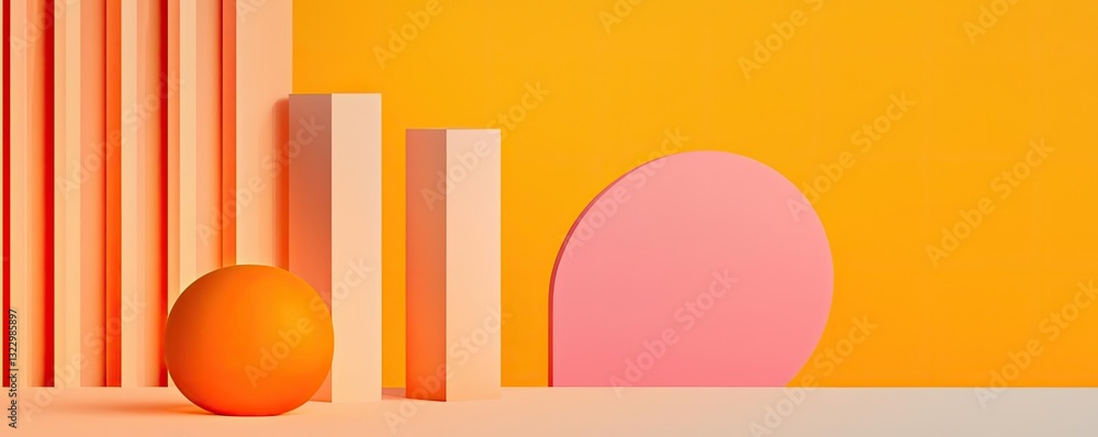 Poster minimalist graphic design abstract background idea. a vibrant composition of geometric shapes in ora