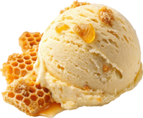Delightful Scoop of Honeycomb Ice Cream with Tempting Texture and Flavor