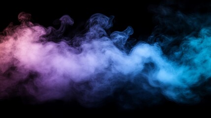 Colorful Smoke Plumes Against a Dark Background, vibrant smoke isolated on black background