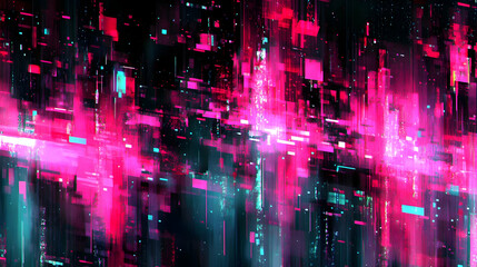 Fototapeta premium Neon city, digital art, futuristic background