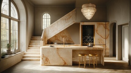 Obraz premium Elegant, luxurious kitchen with a sophisticated design. A blend of modern and classic elements