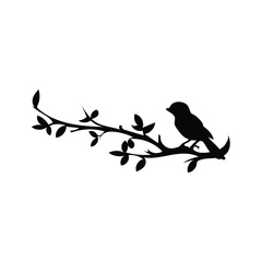 birds on branch vector illustration silhouette 