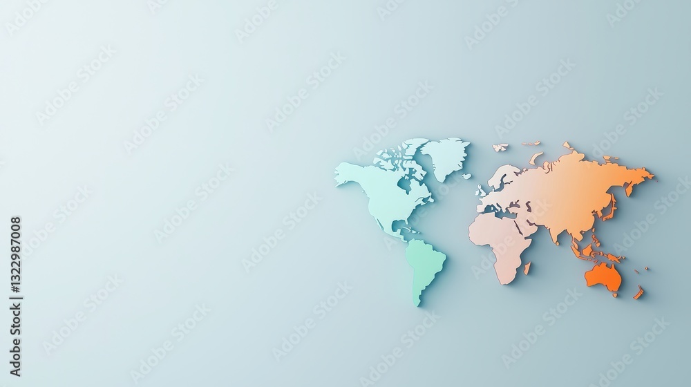 Aufkleber world maps with heat maps gradients: a world map with a color gradient showing economic indicators, 