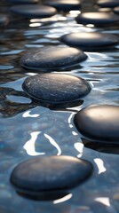 Crystal Clear River Stones with Shimmering Water Reflection