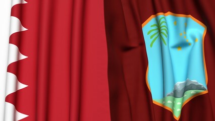 Flags of BAHRAIN and West Indies with realistic cloth texture