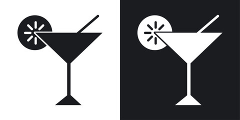 Citrus Martini glass icons pack in solid style