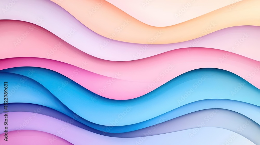 Poster digital watercolor painting abstract background concept. colorful abstract wave pattern with soft gr