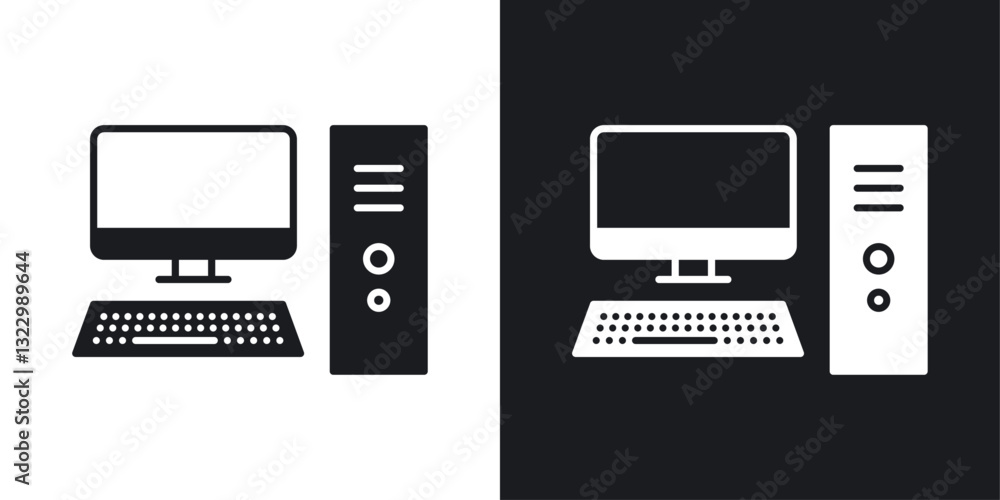Poster computer icons pack in solid style