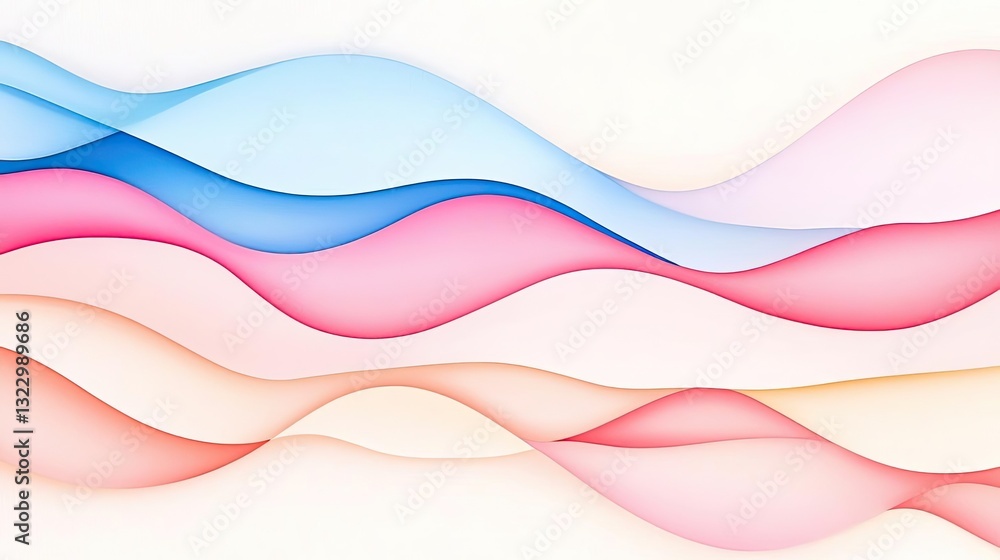 Poster digital watercolor painting abstract background concept. abstract waves of color in soft pink and bl