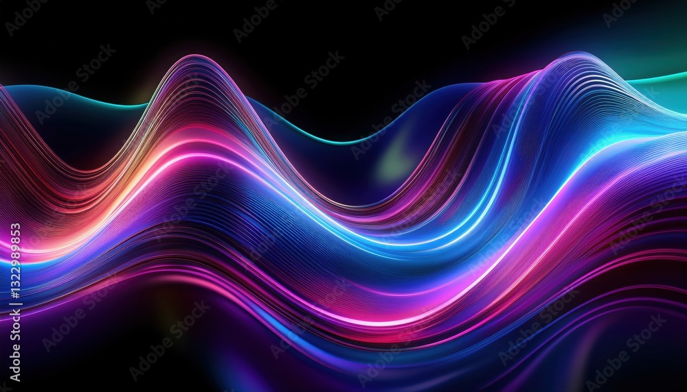Aufkleber fluid wave of holographic light transitioning smoothly through a palette of colors in motion
