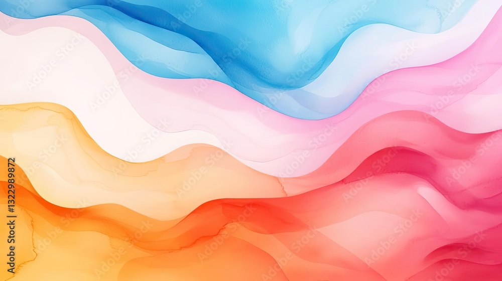 Aufkleber digital watercolor painting abstract background concept. colorful abstract waves create a vibrant fl