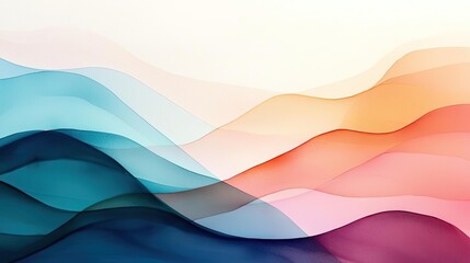 Fototapeta premium Digital watercolor painting abstract background concept. Vibrant abstract waves in multiple colors creating a serene, fluid background design.