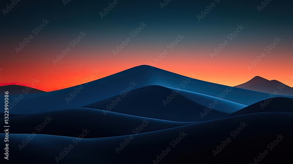 Aufkleber abstract landscape background idea. a serene view of rolling dunes at dusk, with subtle shadows and 
