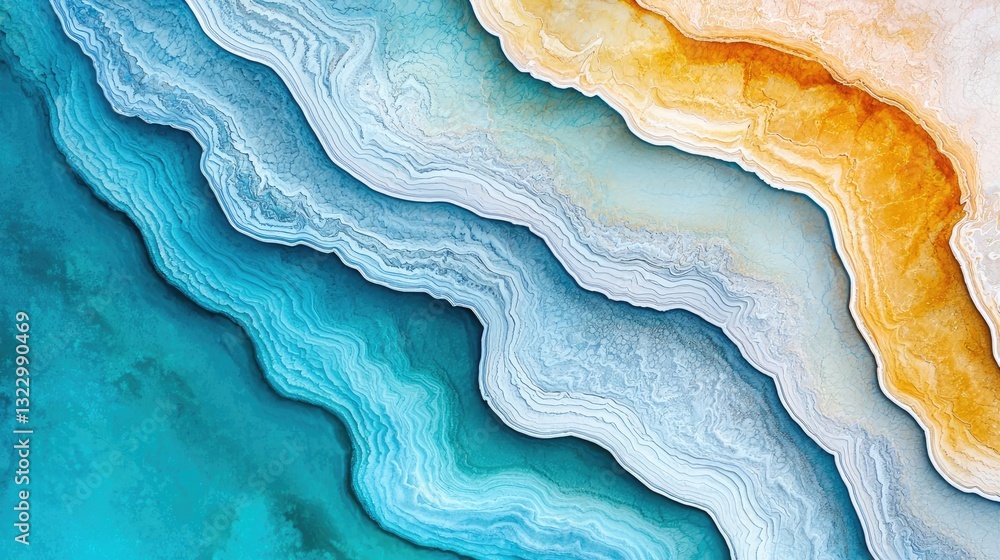 Poster abstract landscape background idea. abstract design featuring vibrant layered textures of aqua and g