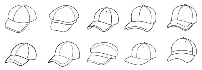 Outline cap vector flat illustration. vector