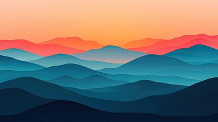 Obraz premium Abstract landscape background idea. Vibrant mountain landscape with layers of blue and pink hues during sunset.