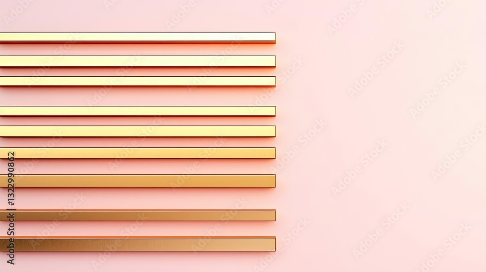 Aufkleber minimalist graphic design abstract background idea. stylish golden bars on a soft pink background cr