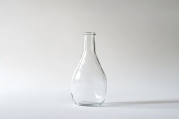 A Clear Glass Bottle Standing on a White Surface