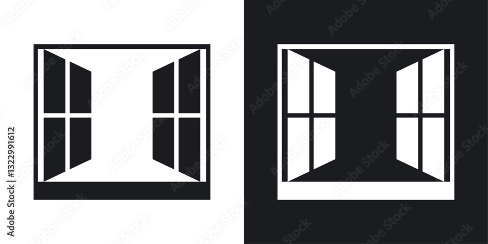 Poster Open window icons pack in solid style