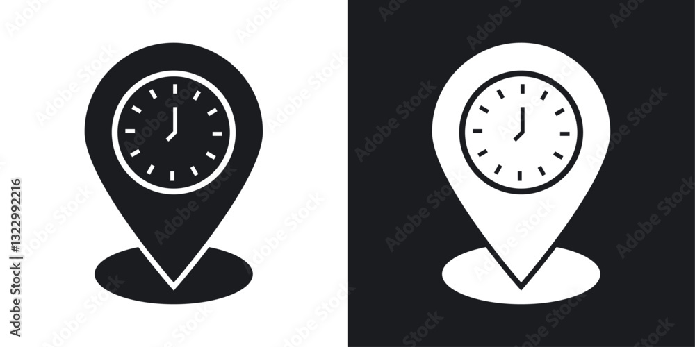 Poster real time location icons pack in solid style