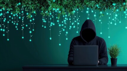 Cybersecurity Interfaces: A cybersecurity analyst monitoring network activity and security threats on a computer screen, highlighting cybersecurity monitoring and incident response.